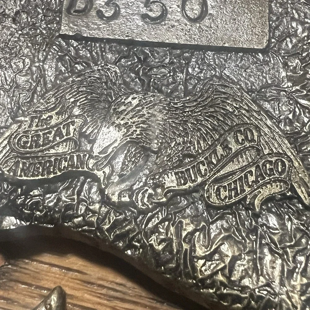 Vintage 1976 The Great American Buckle Co Native American Chief Serial #D350 USA